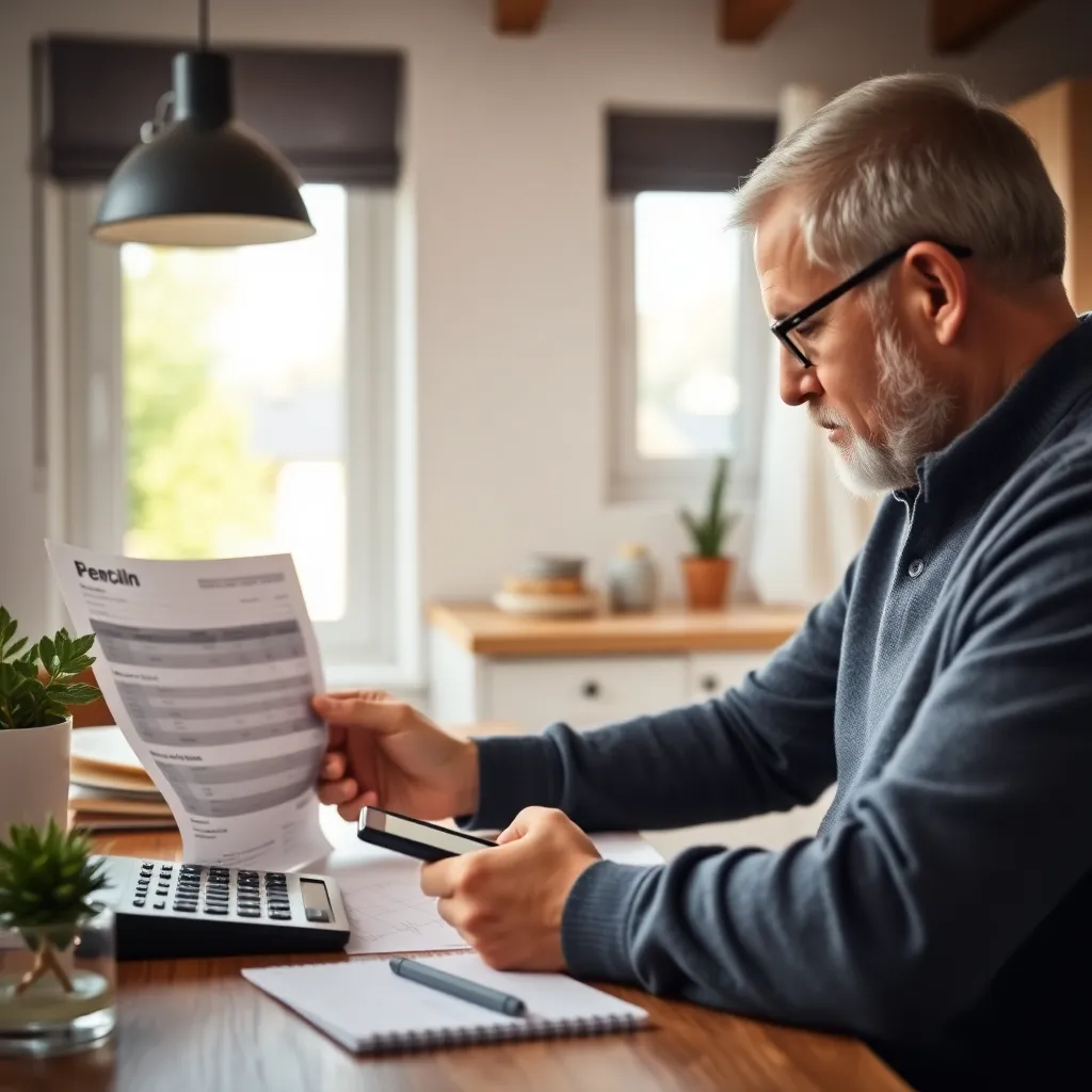 Nederlandse familie bekijkt energierekening aan keukentafel