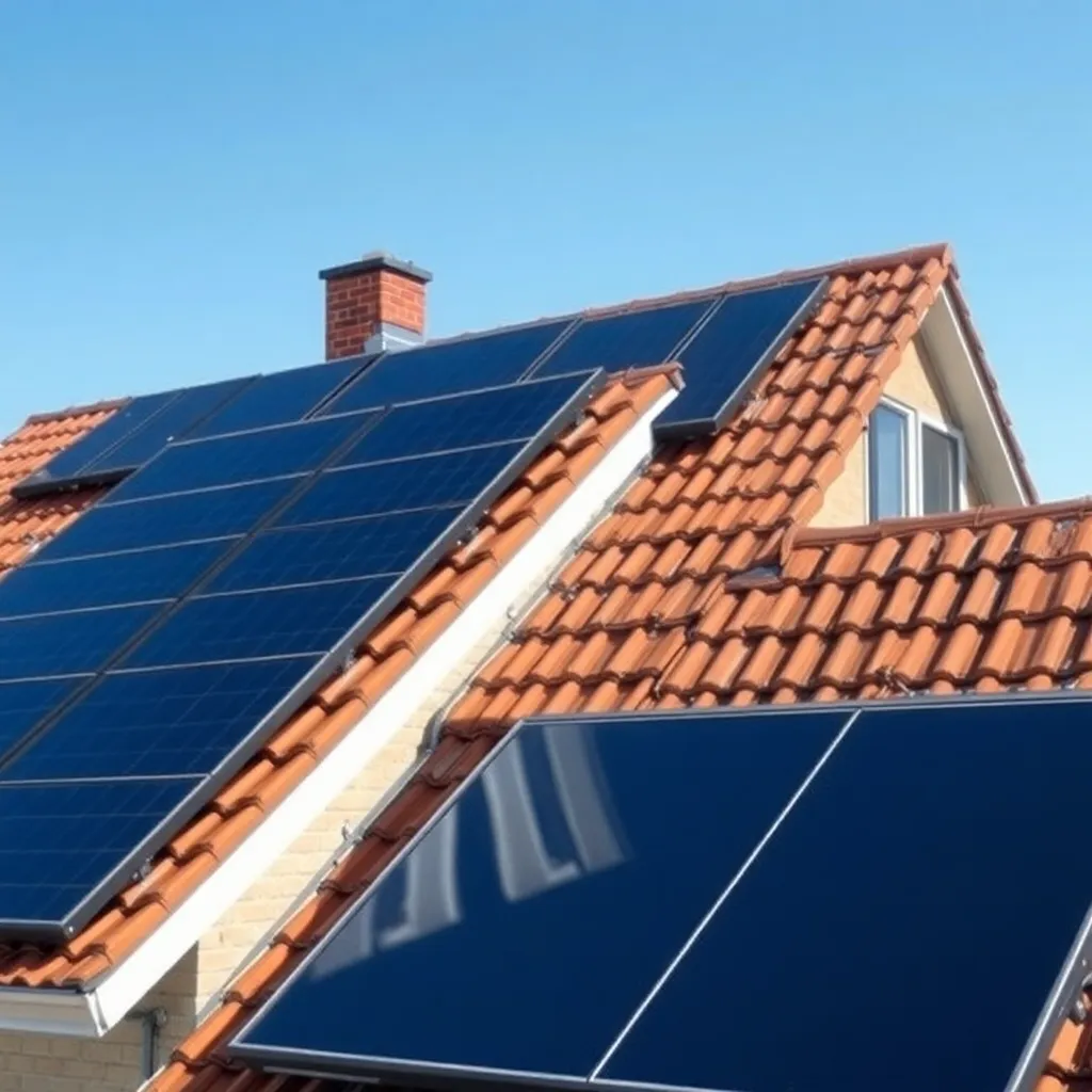 Zonnepanelen op een Nederlands woonhuis met zuidelijke oriëntatie