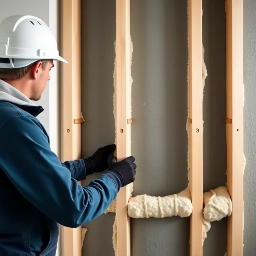 Vakman installeert isolatiemateriaal in een woning